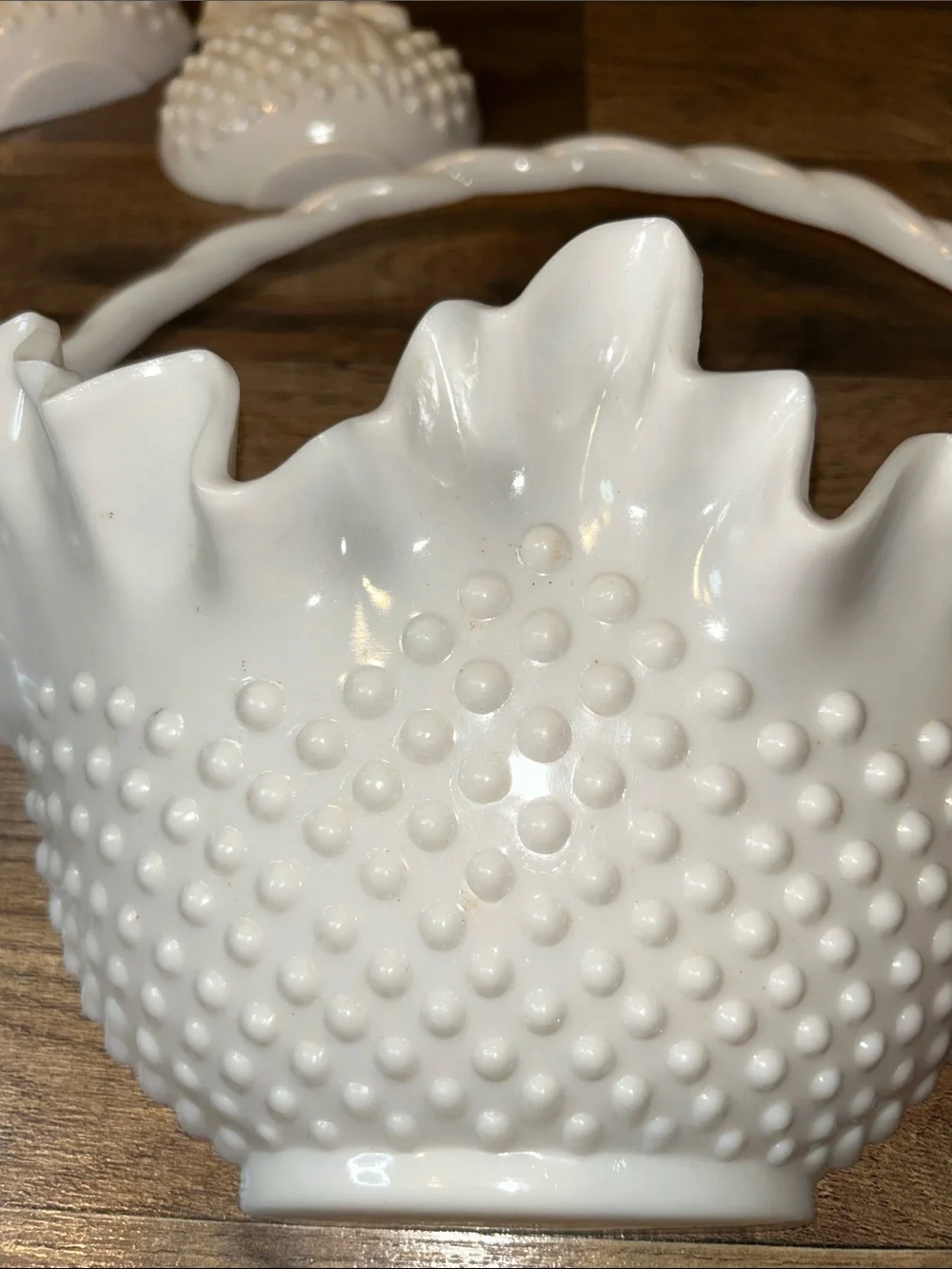 Vintage Burwood White Hobnail Milk Glass Basket Set 4 pieces wall pockets - Picture 3 of 6